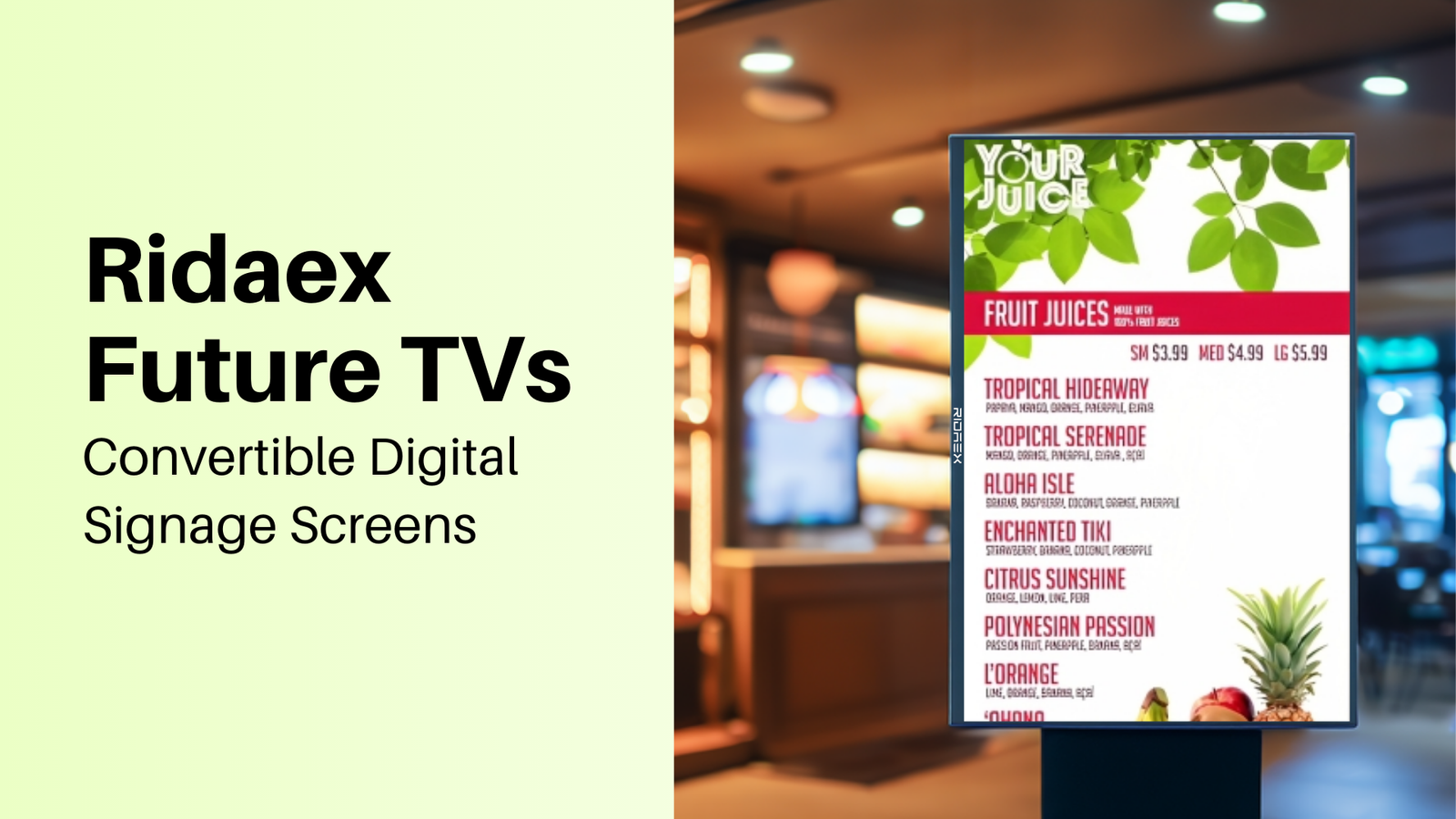 Ridaex Smart TVs - Convertible Digital Signage Screens